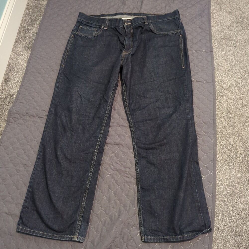 Claiborne Relaxed Fit Cropped Jeans Mens 42x32 Dark Wash Denim Cotton